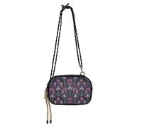 KLL Borsa a tracolla da donna con fiori rosa indaco alla moda con scomparti per carte di credito borsa per telefono cellulare Walk the dog