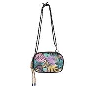 KLL Borsa a tracolla da donna con foglie tropicali color pastello alla moda con scomparti per carte di credito Borsa a tracolla in nylon piccola borsa per telefono Fai una passeggiata