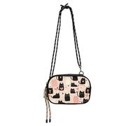 KLL Borsa a tracolla da donna con gatti bianchi e neri, stile cartone animato, con scomparti per carte di credito, piccole borse per avere un pasto