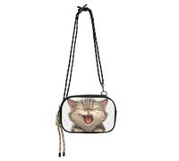 KLL Borsa a tracolla da donna con gatto arrabbiato, impermeabile, con tracolla regolabile, piccola borsa nera per avere un pasto
