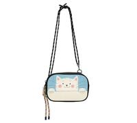 KLL Borsa a tracolla da donna con gatto bianco in stile cartone animato carino con scomparti per carte di credito piccole borse a tracolla per portare a spasso il cane