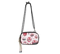 KLL Borsa a tracolla da donna con mostro spaventoso rosso e bianco, alla moda, con scomparti per carte di credito, piccole borse a tracolla per portare a spasso il cane