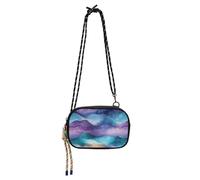 KLL Borsa a tracolla da donna con motivo a onde astratte, colore rosa, foglia di tè, viola, con scomparti per carte di credito, borse a tracolla per avere un pasto