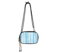 KLL Borsa a tracolla da donna con motivo a righe bianche e blu cielo, alla moda, con tracolla regolabile, borsa a tracolla per portare a spasso il cane