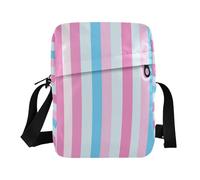 KLL Borsa a tracolla da donna con motivo a righe dritte rosa e azzurre per le donne Borse a tracolla verde in pelle vegana per le donne Shopping Borse a tracolla