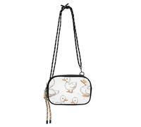 KLL Borsa a tracolla da donna con motivo anatra, colore bianco, alla moda, con tracolla regolabile, per passeggiare con il cane
