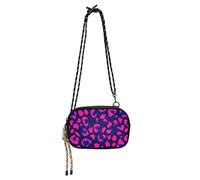 KLL Borsa a tracolla da donna con motivo leopardato blu e rosa, con scomparti per carte di credito, piccole borse a tracolla per avere un pasto