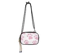 KLL Borsa a tracolla da donna con stampa di zampa rosa pesca senza cuciture alla moda con scomparti per carte di credito piccole borse nere Have a meal