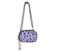 KLL Borsa a tracolla da donna con stampa leopardata rosa chiaro blu alla moda con tracolla regolabile sopra la borsa a tracolla per escursioni e viaggi