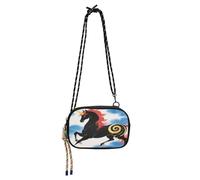 KLL Borsa a tracolla da donna con unicorni neri, impermeabile, con tracolla regolabile, borsa a tracolla per passeggiare il cane