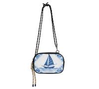 KLL Borsa a tracolla da donna in porcellana blu a forma di barca, impermeabile, con scomparti per carte di credito, borsa messenger, borsa a tracolla per fare una passeggiata