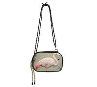 KLL Borsa a tracolla da donna in stile vittoriano, design piatto, con fenicottero, pratica con scomparti per carte di credito, borsa nera per avere un pasto