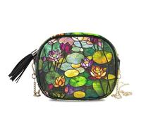 KLL Borsa a tracolla da donna in vetro colorato con ninfea nera pratica con scomparti per carte di credito piccole borse a tracolla andare a fare shopping