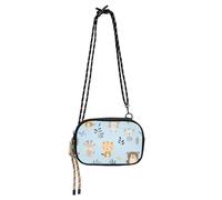 KLL Borsa a tracolla da uomo a tracolla con animali del fumetto blu chiaro impermeabile con slot per carte di credito borsa per telefono cellulare a spasso il cane