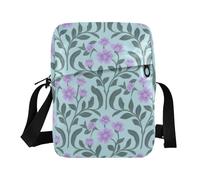 KLL Borsa a tracolla da uomo alla moda con fiore viola blu borsa a tracolla in pelle vegana borsa a tracolla casual borse a mano a tracolla
