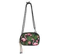 KLL Borsa a tracolla da uomo con fenicotteri tropicali, foglie di palma, fiori rosa vibrante, alla moda, con tracolla regolabile, borsa messenger a tracolla Take a walk