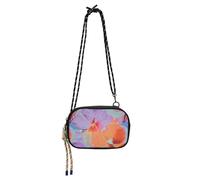 KLL Borsa a tracolla da uomo con fiori arancioni viola e rendering 3D, alla moda, con scomparti per carte di credito, piccole borse per escursioni e viaggi