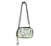 KLL Borsa a tracolla da uomo con foglie verdi Safari alla moda con scomparti per carte di credito Borsa a tracolla Walk the dog