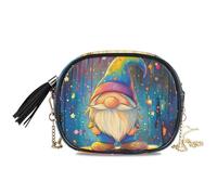 KLL Borsa a tracolla da uomo con gnomo arcobaleno, impermeabile, con scomparti per carte di credito, borse a mano per portare a spasso il cane