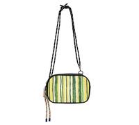 KLL Borsa a tracolla da uomo con motivo a righe gialle verde erba Doodle Art nera comoda con tracolla regolabile sopra la borsa a tracolla Fai una passeggiata
