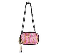 KLL Borsa a tracolla da uomo con motivo giraffe, rosa e nero, con tracolla regolabile, piccola borsa a tracolla per fare una passeggiata