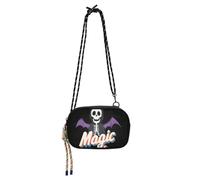KLL Borsa a tracolla da uomo con teschio ad ala viola magica nera con scomparti per carte di credito Borsa nera Fai una passeggiata