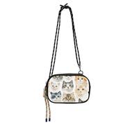 KLL Borsa a tracolla da uomo, pratica con tracolla regolabile, motivo animali e gatti, colore nero