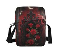 KLL Borsa a tracolla gotica con rose rosse per le donne a tracolla in pelle vegana piccole borse per le donne borse a tracolla da viaggio