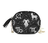 KLL Borsa a tracolla gotica nera e bianca con teschio costellazione laterale per donna comfort con cinturino regolabile in nylon piccola borsa a tracolla per telefono per escursioni e viaggi