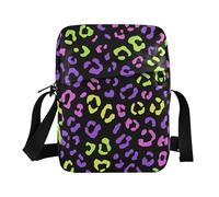 KLL Borsa a tracolla in pelle vegana con motivo leopardato viola neon rosa borsa a tracolla piccola per le donne borse a tracolla per lo shopping