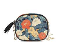 KLL Borsa a tracolla nera colorata da donna con giglio d'acqua con scomparti per carte di credito sopra la data della borsa a tracolla