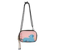 KLL Borsa a tracolla nera con cane blu fumetto per uomo pratica con tracolla regolabile sopra la borsa a tracolla andare shopping