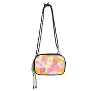 KLL Borsa a tracolla nera con fiori colorati primaverili per le donne alla moda con cinturino regolabile piccole borse nere Fai una passeggiata