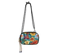 KLL Borsa a tracolla per fotocamera con fiori colorati con pittura a olio per uomo Bellezza con slot per carte di credito Borse laterali Avere un pasto