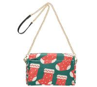 KLL Borsa a tracolla piccola da donna in pelle vegana casual per tutti i giorni con cerniera a forma di calzini rossi natalizi