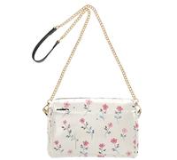 KLL Borsa a tracolla piccola da donna, in pelle vegana, casual, per tutti i giorni, con cerniera, motivo floreale, colore: beige
