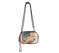 KLL Borsa a tracolla piccola da uomo con motivo note musicali, stile meccanico, alla moda, con scomparti per carte di credito, piccole borse nere a spasso con il cane