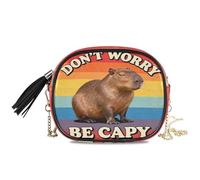 KLL Borsa a tracolla retrò Don't Worry Be Capy West per uomo bellezza con tracolla regolabile in nylon piccola borsa a tracolla per telefono Walk the dog