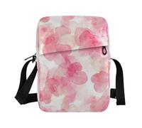 KLL Borsa a tracolla verde in pelle vegana con fiore rosa ad acquerello per le donne Borsa a tracolla da viaggio per il viaggio