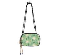 KLL Borsa a tracolla verde salvia con fiore in stile cinese per uomo alla moda con cinturino regolabile per telefono cellulare data