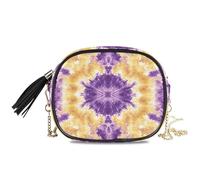 KLL Borsa a tracolla viola e gialla Tie-dye per fotocamera da donna bellezza con scomparti per carte di credito piccole borse nere a spasso il cane