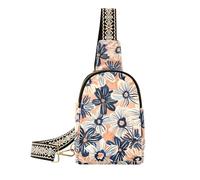 KLL Borsa alla moda con fiori blu pesca e blu navy per gli uomini carino fanny pack borsa a tracolla per il giorno pack