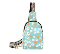 KLL Borsa alla moda Multi-margherita gialla e bianca per il viaggio in pelle nera crossbody fanny pack per il viaggio