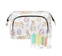 KLL Borsa cosmetica impermeabile del modello dell'acquerello di Pasqua per la borsa del cambiamento della borsa per la spazzola di trucco