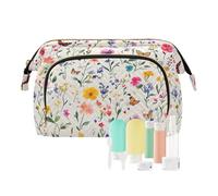 KLL Borsa da bagno impermeabile da appendere con fiori, dalia, lavanda, rosmarino, bianco, borsa per prodotti da bagno da viaggio, 4 EU, 1 size