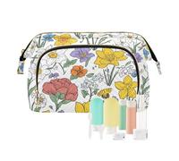 KLL Borsa da bagno impermeabile da appendere con fiori, dalia, lavanda, rosmarino, bianco, borsa per prodotti da bagno da viaggio, 12, 1 size
