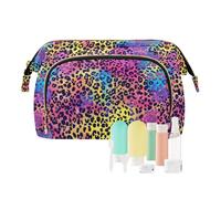 KLL Borsa da toeletta colorata leopardata Essentials Makeup Bag Organizer Borsa per il cambiamento per cosmetici grandi