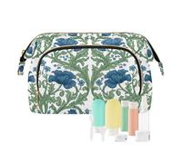 KLL Borsa da toilette vintage Bhutan blu papavero bianco impermeabile grande borsa per il trucco sacchetto gioielli per viaggio bagno