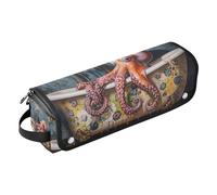 KLL Borsa da viaggio per attrezzi da donna con tappetino resistente al calore, custodia da viaggio a doppio strato per ferri da stiro, piastre, arricciacapelli, vasca da bagno vintage con animali