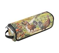KLL Borsa da viaggio per attrezzi da donna, con tappetino rimovibile resistente al calore, grande custodia da viaggio per ferri da stiro, piastre, ferri arricciacapelli, sentieri della fattoria dei